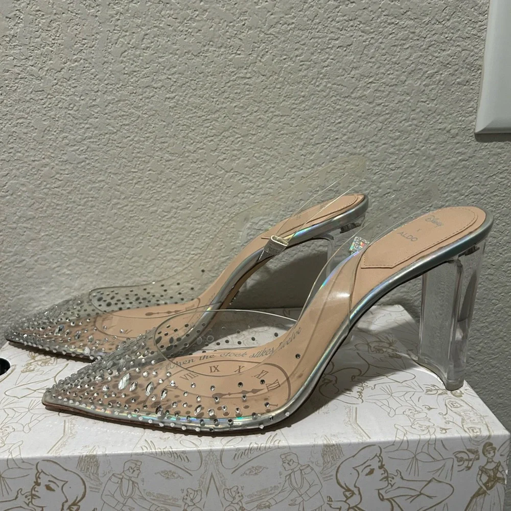 Aldo x Disney Strike Twelve Crystal Embellished Slingback Glass Slipper Heels